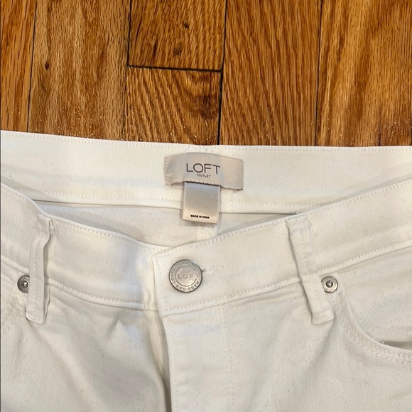 White Straight-Leg Cropped Size 12 Distressed Denim Jeans - Picture 2 of 10